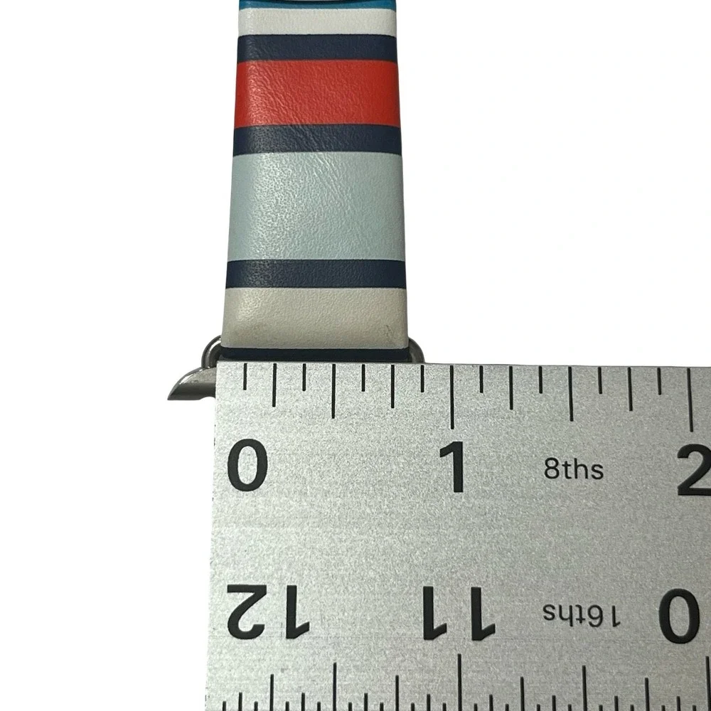 NEW Kate Spade Apple Watch Band 38/40mm Multi Color Stripe Leather Silver Buckle